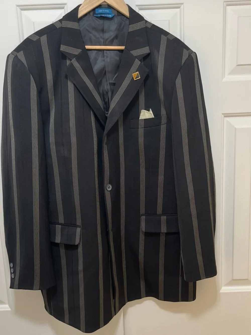 Giorgio Brutini Black Blazer with Gray Pinstripes